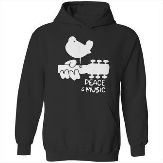 Woodstock Blue White Peace And Music Festival Guitar Hoodie | Favorety AU