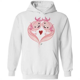 Axolotl Amphibian Love With Heart Valentine Hoodie | Favorety UK