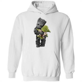 Baby Groot Hugging Baby Yoda Hoodie | Favorety CA