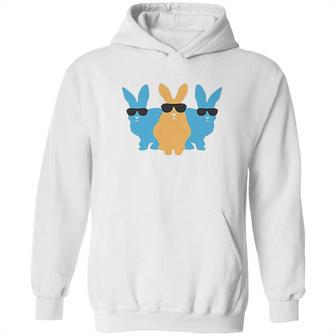 Easter For Men Hip Trio Bunnies Funny Graphic Hipster Easter Bunny Hoodie | Favorety UK