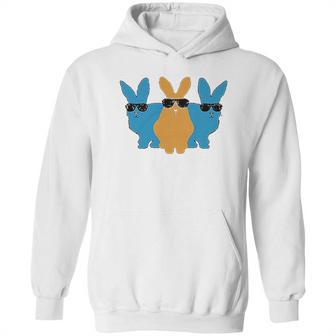 Easter For Men Hip Trio Bunnies Funny Graphic Hipster Easter Bunny Hoodie | Favorety UK