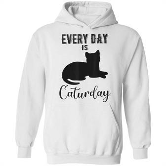 Everyday Is Caturday Funny Black Cat Lovers Gifts Hoodie | Favorety