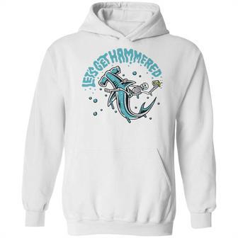 Funny Hammerhead Shark Drinking Pun Lets Get Hammered Party V2 Hoodie | Favorety CA