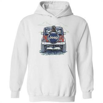 Jeep Copilot Blue Art With Dog Hoodie | Favorety UK