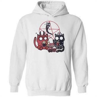 Kawaii Pastel Goth Art Cute Demon Cats Pentagram Fries Chill Hoodie | Favorety CA