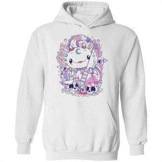 Kawaii Pastel Goth Cute And Creepy Axolotl Knife Hoodie | Favorety