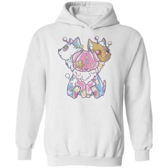 Kawaii Pastel Goth Voodoo Doll Cute Creepy 3 Headed Dog Hoodie | Favorety