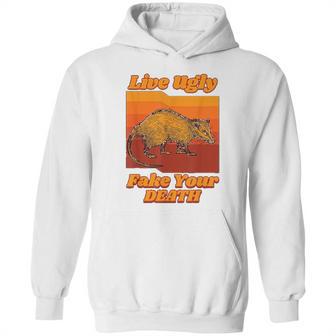 Live Ugly Fake Your Death Retro Hoodie | Favorety