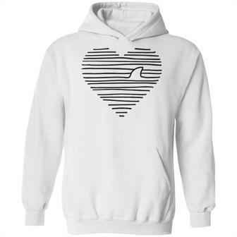 Love Shark Minimalist Line Drawing Shark Fin Hoodie | Favorety