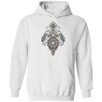 Mirrored Ornate Elephants Henna Art Hoodie | Favorety DE