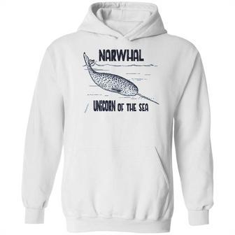 Narwhal Unicorn Of The Sea Humpback Whales Cetaceans Deep Blue Ocean Waves Nautical Marine Mammals Hoodie | Favorety DE