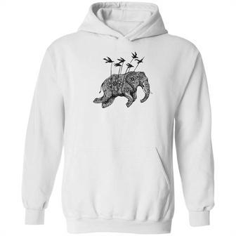 Ornate Elephant Tee Henna Mehndi Flying Hoodie | Favorety AU