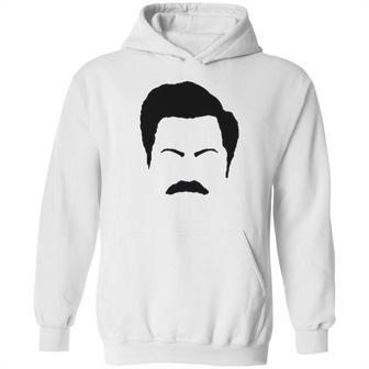 Parks And Rec Fans Ron Swanson Mustache Face Silhouette Hoodie | Favorety UK