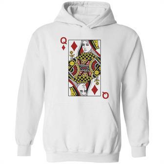 Queen Of Diamond Cards Poker Q Hoodie | Favorety