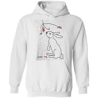 Rabbit And Winter Berries Hoodie | Favorety CA