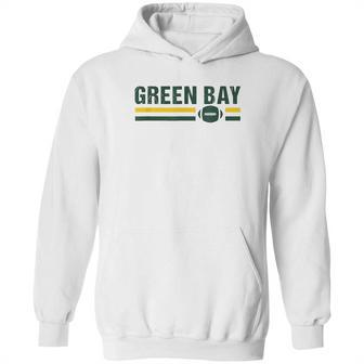 Retro Football Stripe Green Bay Football Wisconsin Green Bay Hoodie | Favorety