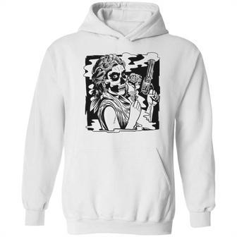 Gun And Roses Skull Girl Graphic Design Printed Casual Daily Basic Hoodie | Favorety UK