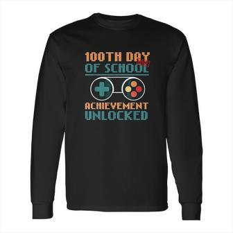 100Th Day Of Homeschool For Gamers Achievement Unlocked Long Sleeve T-Shirt | Favorety UK