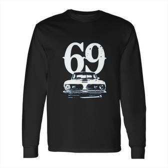 1969 Barracuda Grill View With Year Faded Look Charcoal Grey Long Sleeve T-Shirt | Favorety