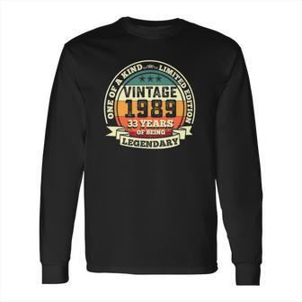 33Rd Birthday Vintage Tee Retro Legendary 1989 33 Years Old Long Sleeve T-Shirt | Favorety DE