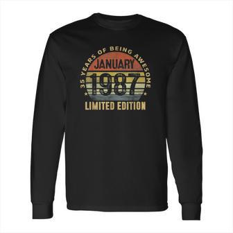 35Th Birthday Gift Men Vintage January 1987 35 Years Old Long Sleeve T-Shirt | Favorety DE