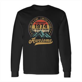 47Th Birthday Gift 47 Years Old Retro Vintage February 1974 Ver2 Long Sleeve T-Shirt | Favorety CA