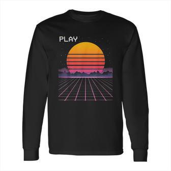 80S Grid Sunset Vaporwave Synthwave Outrun Long Sleeve T-Shirt | Favorety CA