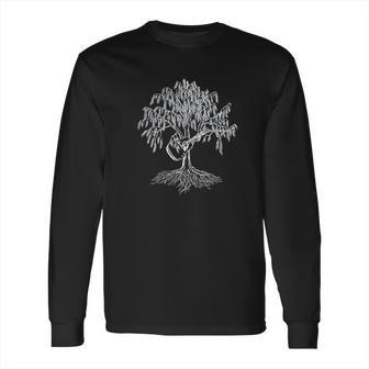 Acoustic Guita Hand Printed Willow Tree Asphalt Long Sleeve T-Shirt | Favorety CA