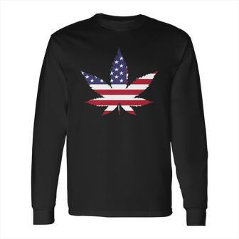 American Marijuana Leaf Long Sleeve T-Shirt | Favorety CA