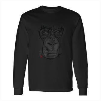 Angry Gorilla Graphic Ape Cigar Smoking Monkey Long Sleeve T-Shirt | Favorety DE