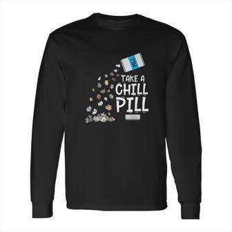 Animal Meme Gift Chill Pill Pun Chinchilla Long Sleeve T-Shirt | Favorety