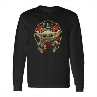 Baby Yoda Hug Flaptatn Fire Reside Long Sleeve T-Shirt | Favorety AU