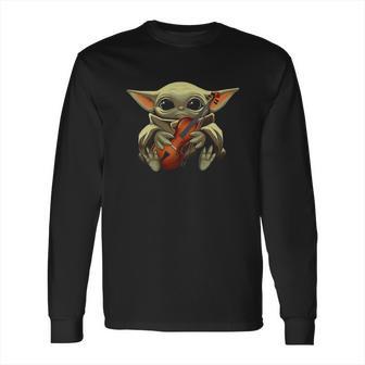 Baby Yoda Hugging Violin Long Sleeve T-Shirt | Favorety