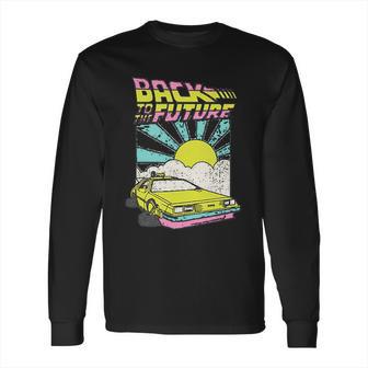 Back To The Future Delorean Sunrise Cartoon Long Sleeve T-Shirt | Favorety CA