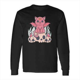 Bat Cat Kawaii Pastel Goth Cute Skulls Gift Cat Lover Long Sleeve T-Shirt | Favorety DE