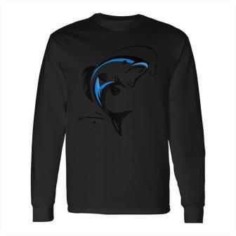 Big Blue Fish Jumping Out Of Water Biting Hook Fishing Long Sleeve T-Shirt | Favorety