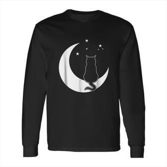 Black Cat On The Crescent Moon By The Starlight Long Sleeve T-Shirt | Favorety