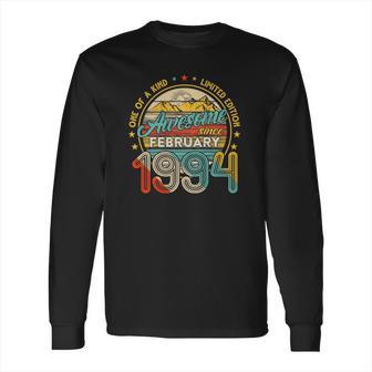 Born In February 1994 27Th Birthday Gift Retro 27 Years Old Long Sleeve T-Shirt | Favorety UK