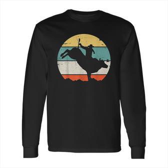 Bull Riding Rodeo Cowboy Western Country Retro Vintage Design Long Sleeve T-Shirt | Favorety UK