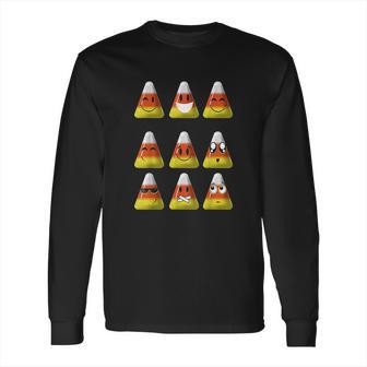 Candy Corn Emojis Halloween Cool Funny Emoticons Gift Long Sleeve T-Shirt | Favorety