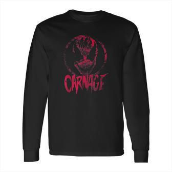 Carnage Single Coated Red Painted Face Logo Graphic Long Sleeve T-Shirt | Favorety