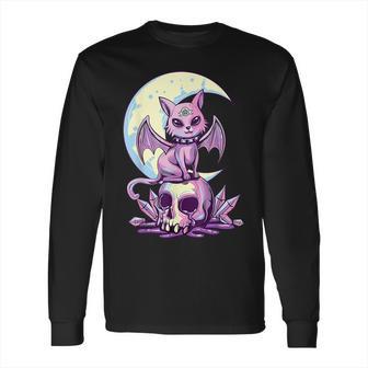 Cat Pastel Goth Moon Kawaii Halloween Skull Purple Witch Long Sleeve T-Shirt | Favorety CA