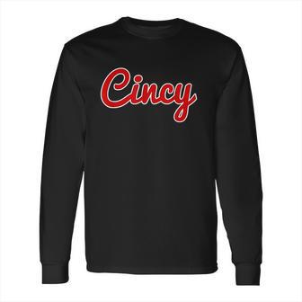 Classic Red Script Cincy City Long Sleeve T-Shirt | Favorety DE