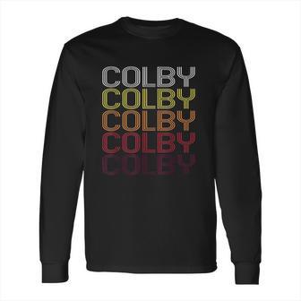 Colby Retro Wordmark Pattern Vintage Style Long Sleeve T-Shirt | Favorety CA