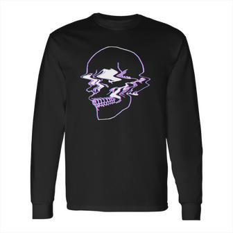 Creepy Cool Egirl Eboy Pastel Goth Vaporwave Glitch Skull Long Sleeve T-Shirt | Favorety UK