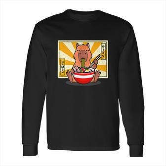 Cute Capybara Eating Ramen Funny Animal Anime Manga Long Sleeve T-Shirt | Favorety CA