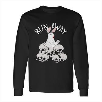 Cute Halloween Funny Halloween Day Run Away Bloody Bunny Skeleton Long Sleeve T-Shirt | Favorety UK