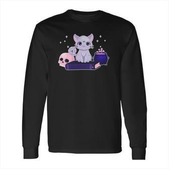 Cute Kawaii Pastel Goth Cat Witch Purple Halloween Art Long Sleeve T-Shirt | Favorety DE