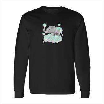 Cutest Elephant Colorful Pastel Bubbles Long Sleeve T-Shirt | Favorety CA