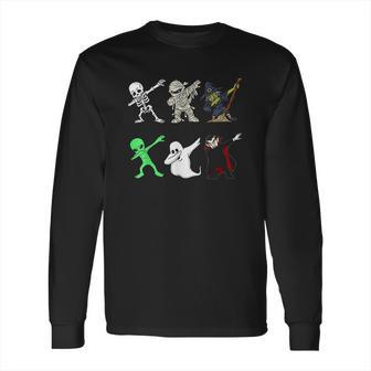 Dabbing Skeleton And Monsters Halloween Dracula Long Sleeve T-Shirt | Favorety CA